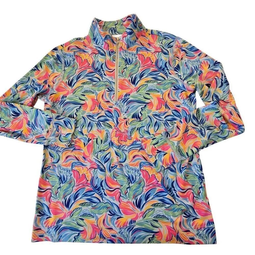Stella Parker Womens Long Sleeve Colorful Floral Activewear Top Size Small